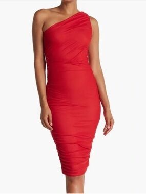 Love by Design โข NWT Red One-Shoulder Dress PTP 15โ-19โ L 47โ-50โ